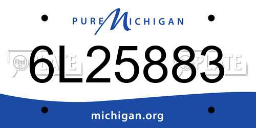 6L25883 Michigan License Plate