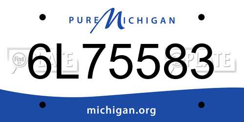 6L75583 Michigan License Plate