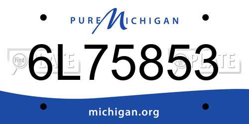 6L75853 Michigan License Plate