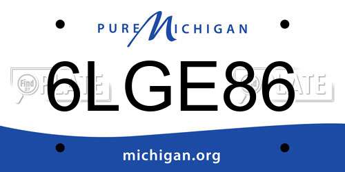 6LGE86 Michigan License Plate
