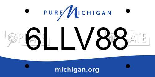 6LLV88 Michigan License Plate