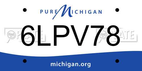 6LPV78 Michigan License Plate
