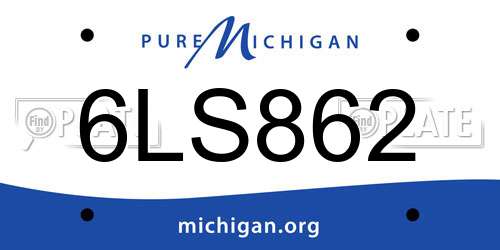 6LS862 Michigan License Plate