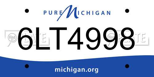 6LT4998 Michigan License Plate