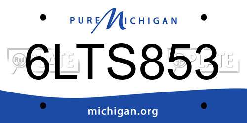 6LTS853 Michigan License Plate