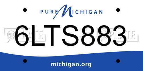 6LTS883 Michigan License Plate