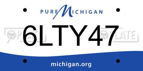 6LTY47 Michigan License Plate