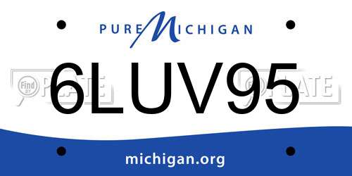 6LUV95 Michigan License Plate
