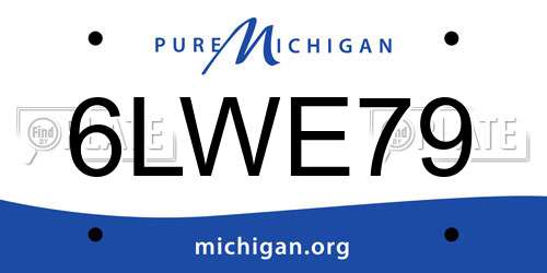 6LWE79 Michigan License Plate