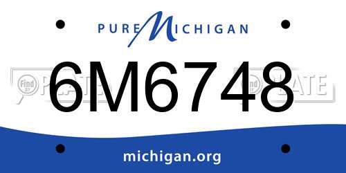6M6748 Michigan License Plate