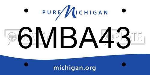 6MBA43 Michigan License Plate
