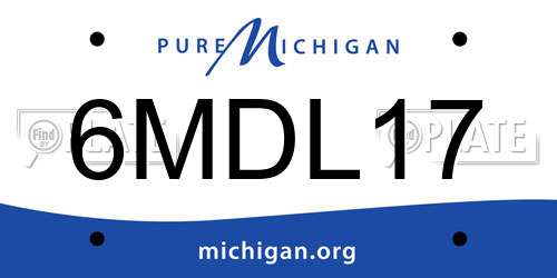 6MDL17 Michigan License Plate