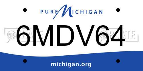6MDV64 Michigan License Plate