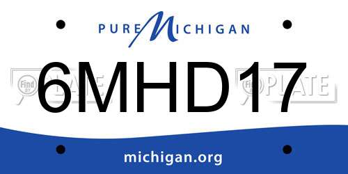 6MHD17 Michigan License Plate