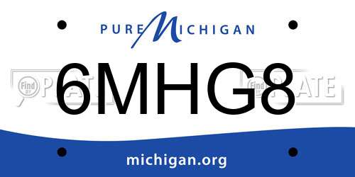 6MHG8 Michigan License Plate