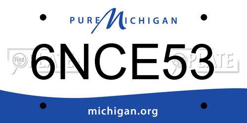 6NCE53 Michigan License Plate