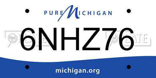 6NHZ76 Michigan License Plate