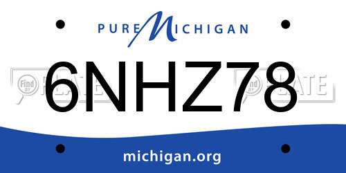 6NHZ78 Michigan License Plate