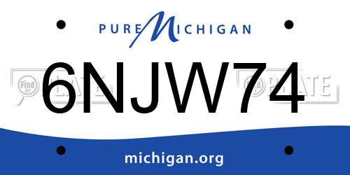 6NJW74 Michigan License Plate