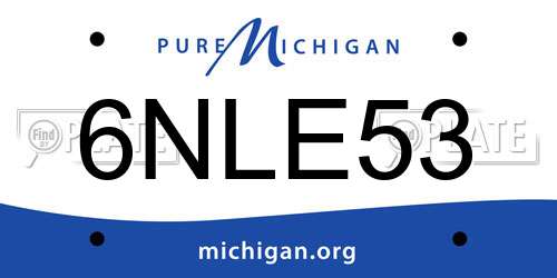 6NLE53 Michigan License Plate
