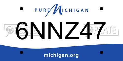 6NNZ47 Michigan License Plate