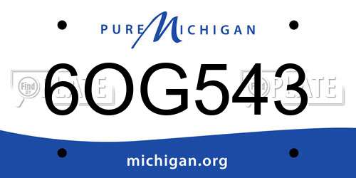 6OG543 Michigan License Plate
