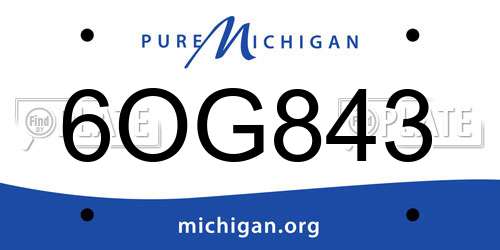 6OG843 Michigan License Plate