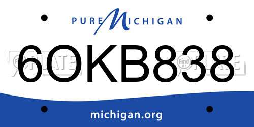 6OKB838 Michigan License Plate
