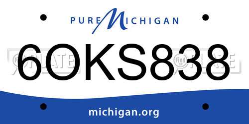 6OKS838 Michigan License Plate