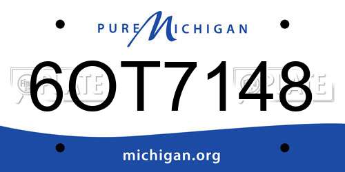 6OT7148 Michigan License Plate