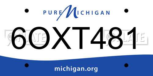 6OXT481 Michigan License Plate