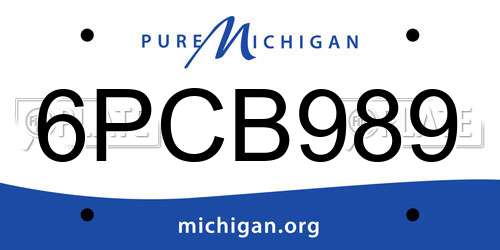 6PCB989 Michigan License Plate