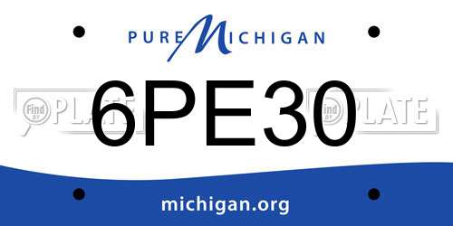 6PE30 Michigan License Plate