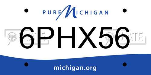 6PHX56 Michigan License Plate