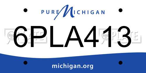 6PLA413 Michigan License Plate