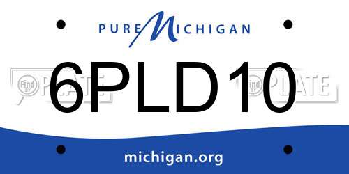6PLD10 Michigan License Plate