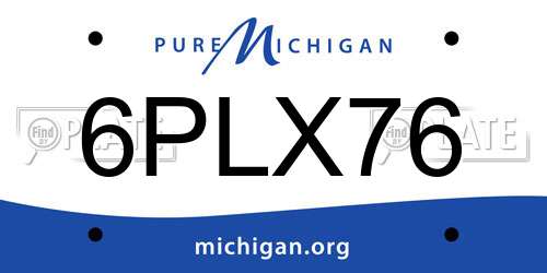 6PLX76 Michigan License Plate