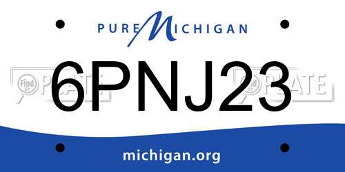 6PNJ23 Michigan License Plate