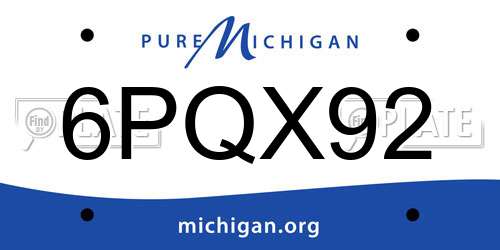 6PQX92 Michigan License Plate