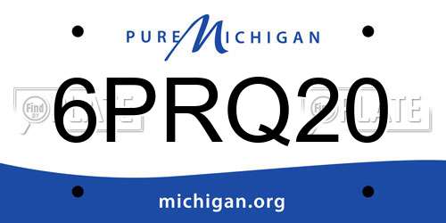 6PRQ20 Michigan License Plate