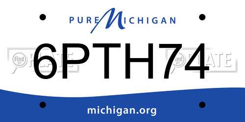 6PTH74 Michigan License Plate