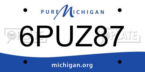 6PUZ87 Michigan License Plate