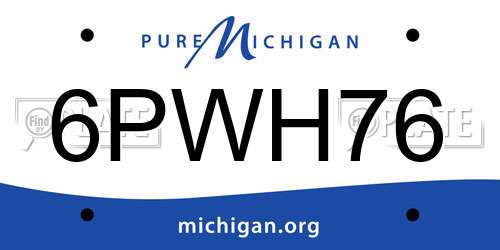 6PWH76 Michigan License Plate
