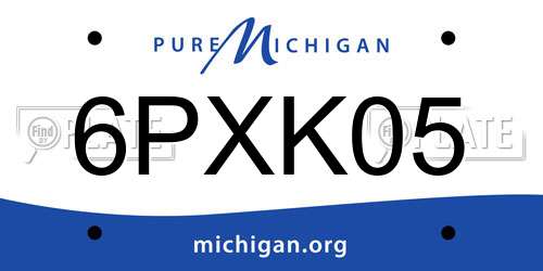 6PXK05 Michigan License Plate
