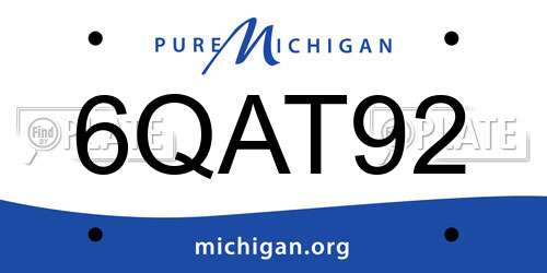 6QAT92 Michigan License Plate