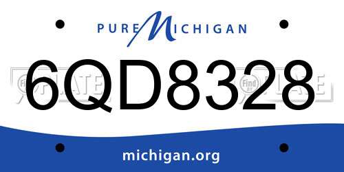 6QD8328 Michigan License Plate
