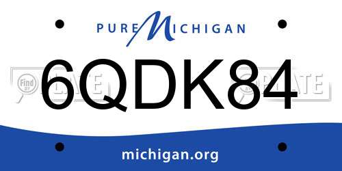 6QDK84 Michigan License Plate