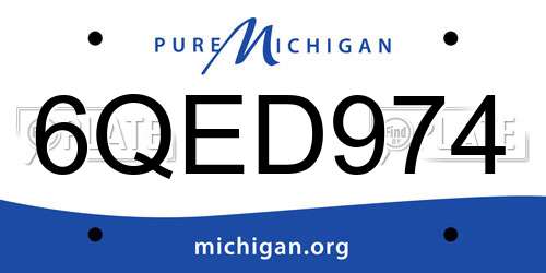 6QED974 Michigan License Plate