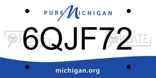 6QJF72 Michigan License Plate