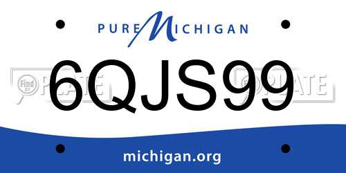 6QJS99 Michigan License Plate